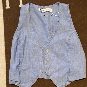 Zara Light Blue Denim Vest